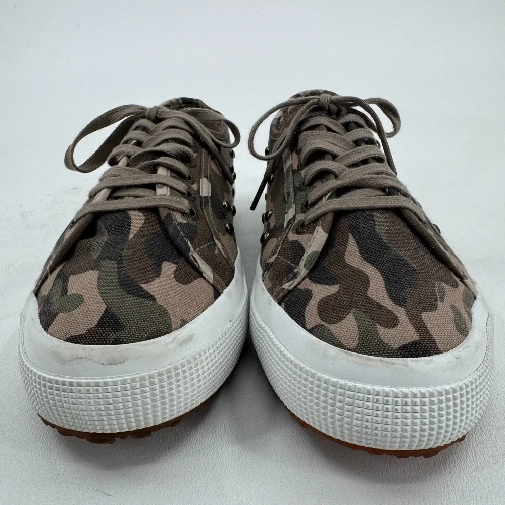 Superga Shoes WOMENS Camo Camouflage Studded Lace Up Sneakers SIZE 9.5